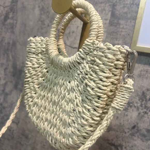 Woven Straw Half Moon Bag – Summer Rattan Crossbody Purse for Women - Picture 5 of 6